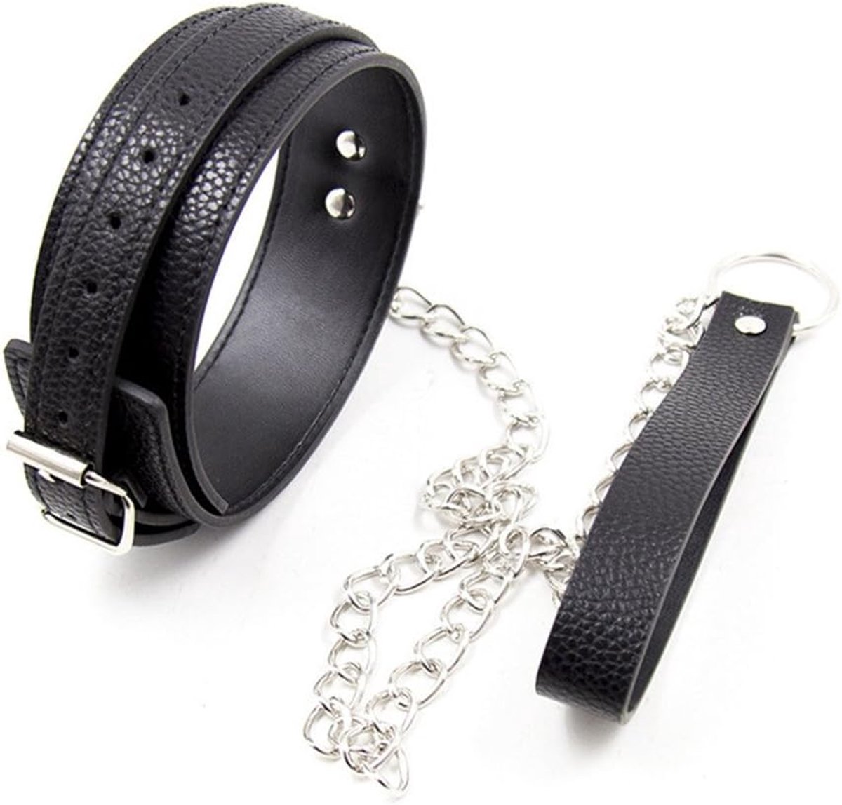 BDSM Bondage Sexy Collar Black with Fetish Ankle Strap Leather with Line Sex Toy Under Bed Restafrain System Slave SM - ShopVlot