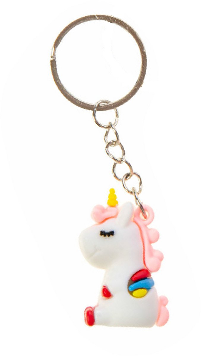 3D Eenhoorn Sleutelhanger - Unicorn Cadeau Meisjes Kinderen - Wit