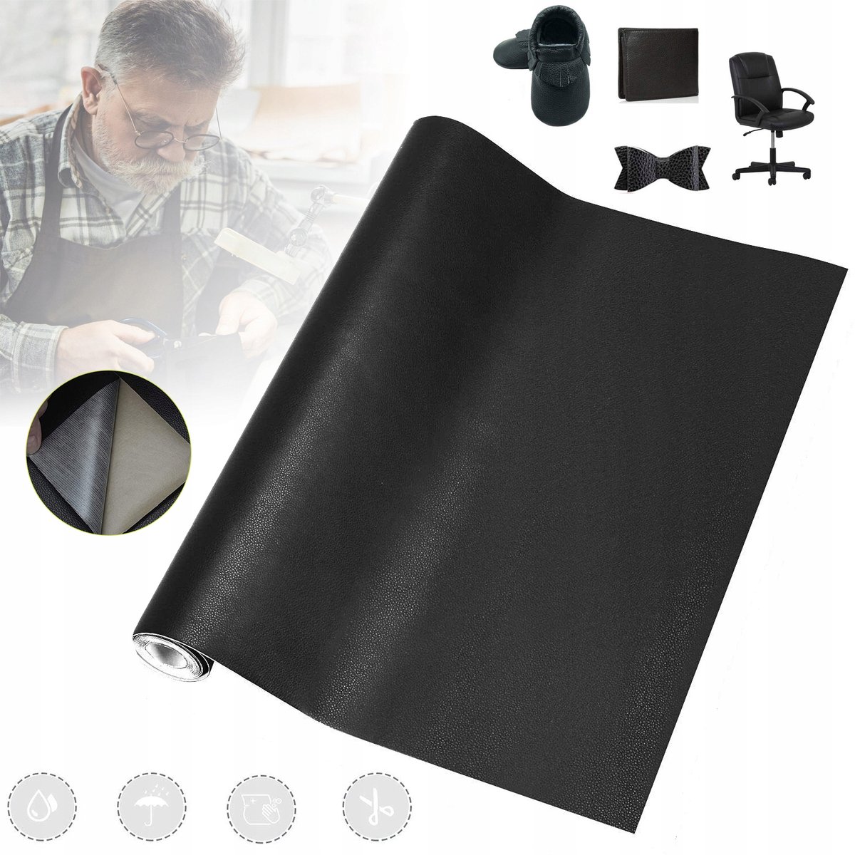 Meubelvernieuwing Zonder Schilderen – Zelfklevende Meubelfolie Van 45 x 200 cm – PU En Stof Met Sterke Kleefkracht – Voor Banken, Meubels En Autostoelen – Zwart
