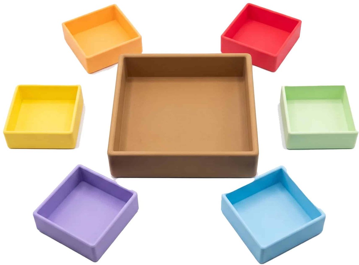 Grennn Speelbak Vierkant incl. 6 Inleg Vierkanten Pastel