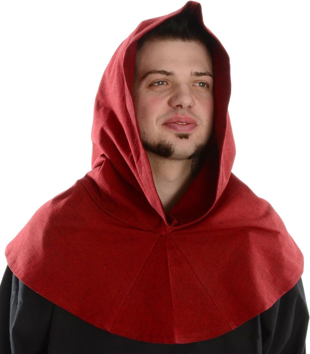 Medieval long hood - liripipe - Cotton - Red - ShopVlot