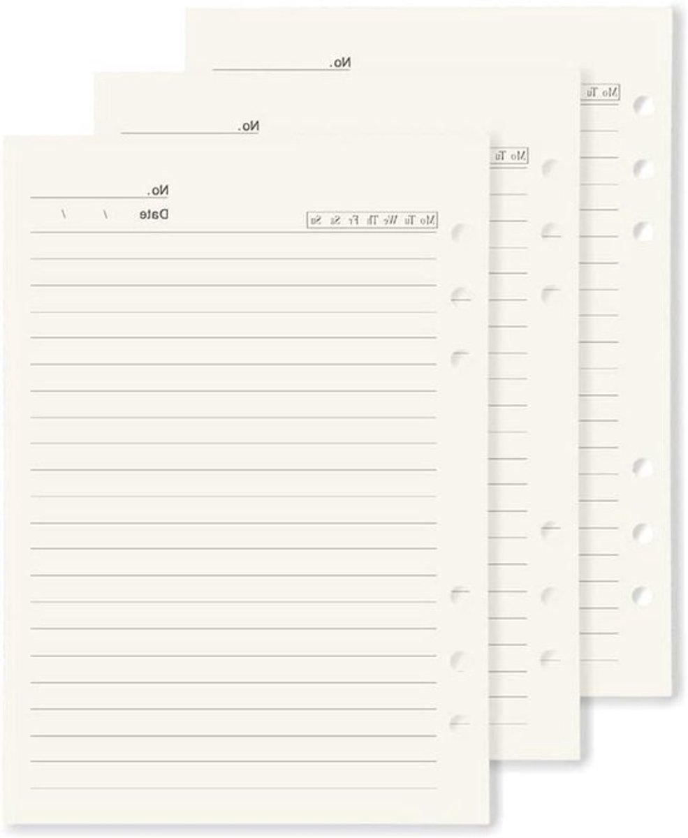 Gelijnd navulpapier - Losse papiervullingen - Voor schrijven en notities maken - 100 gsm zuurvrij papier - A5 formaat - 120 vellen - Roomwit