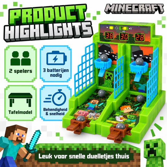 A Ambassador® Minecraft Basketball - Mini Basketbal spel- Arcade - Electronic - 2 spelers - Gezelschap - Automaat - Het grote sinterklaasboek 2025 van Ambassador — afbeelding 2