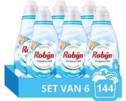 Robijn - Vloeibaar Wasmiddel - Klein & Krachtig - Stralend Wit - 6 flessen - 144 wasbeurten