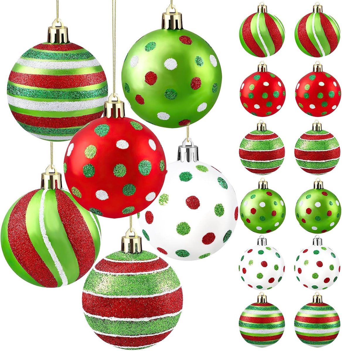 Kerstballen om op te hangen voor kerstboom, set met kerstballen voor kerstdecoratie (kleur A)