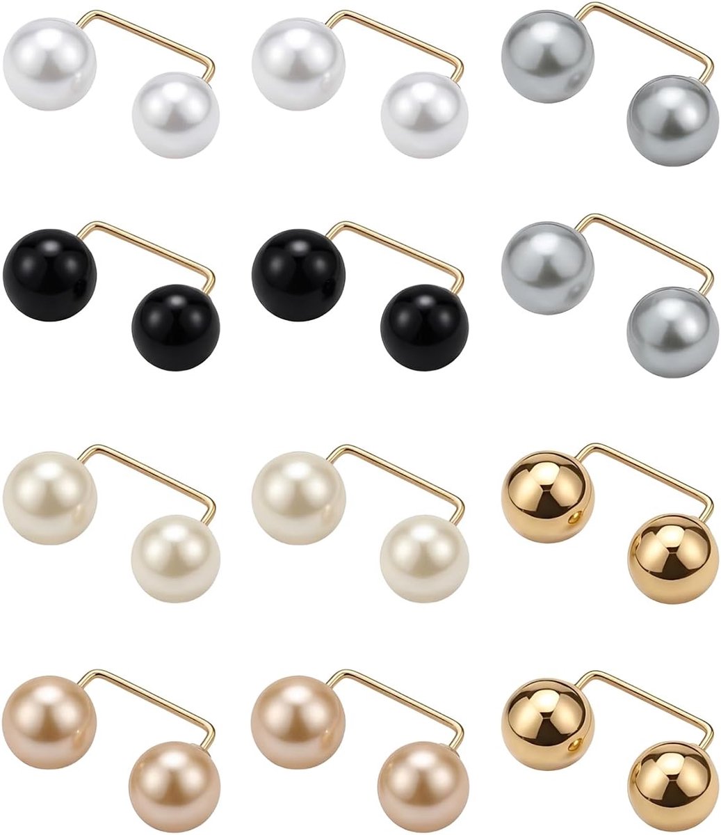 Broches voor dames, kunstparels, halslijn en veiligheidsklem voor het aanpassen van de maat van jurk, trui, overhemd, bruidssnoer