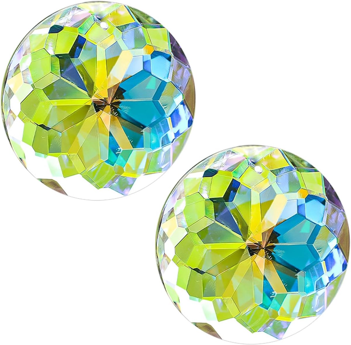 2 stuks ronde kristallen raamgordijnen, transparante kristallen decoraties, woondecoratie, kristallen handwerk
