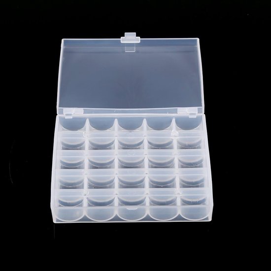 Cucito,Pfaff Ambition 630,Spulenbox Leer,Bobbin Oergdoos,Naaihine Gereedschap 1Pc Plastic Lege Spoelen Case Naaihine Spoel Organizer Oergdoos Voor 25 Spoelen — afbeelding 4