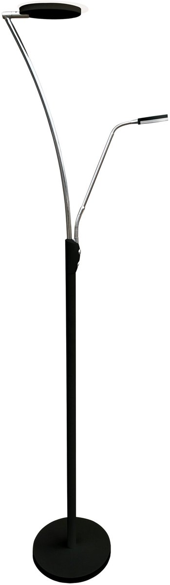 Cales vloerlamp LED zwart chroom - 24,5W + 5W, 3000K warm wit, 3020 lumen, hoogte 1830 mm, IP20