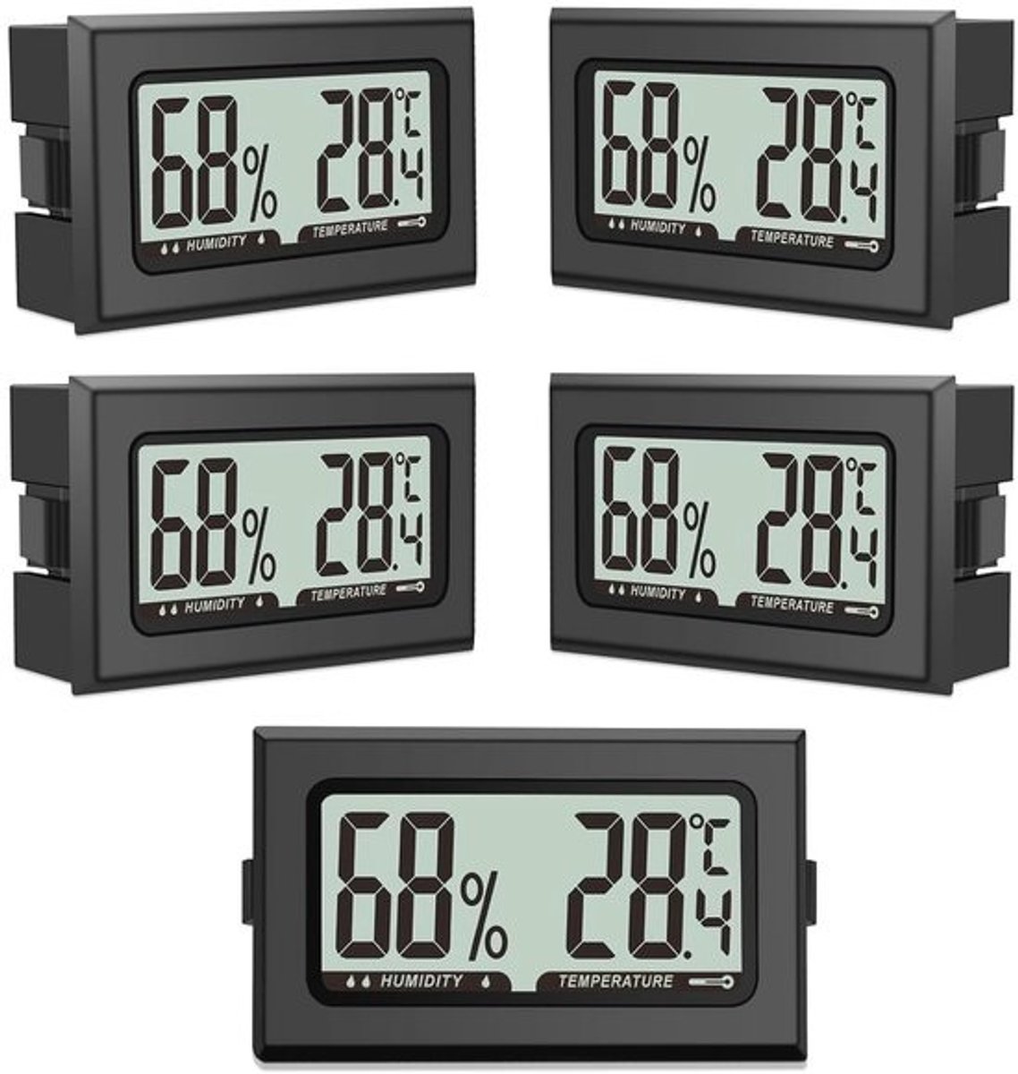 Mini Digitale Thermometer en Hygrometer Set voor Binnen en Buiten, 5 Stuks