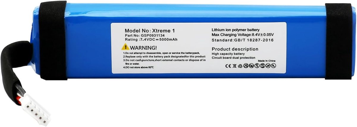 Geschikt voor JBL Xtreme 1e generatie, 7.4V 37Wh GSP093134 Accu geschikt voor JBL Xtreme, Xtreme 1, JBL Extreme Bluetooth luidspreker