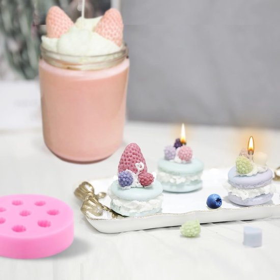 Mallen Siliconen Aardbei Vorm Chocolade Koekje Voedsel Mallen Macaron Moerbei Bosbes Was Smelt Bad Bom Mallen voor Gelei Cupcake Kaars Decoreren — afbeelding 3