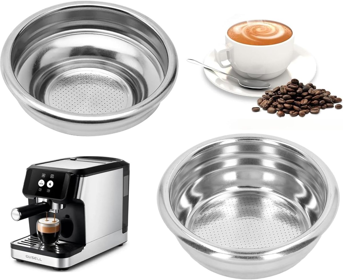 2 stuks Precision filterkorf 58 mm Espresso convexe filterkorf dubbelwandig 1-kops en 2-kops Easy Clean filter 1 kopje en 2 kopjes zeef voor filterhouders 58 mm