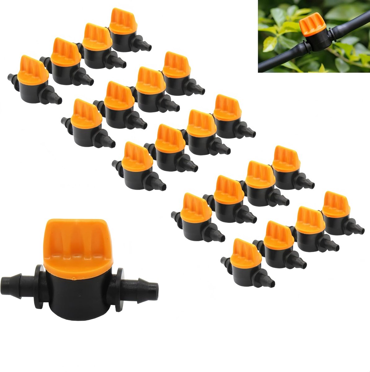 20 stuks 1/4 inch - afsluitklep voor irrigatiebuizen, ideaal voor tuinen, kassen en irrigatiesystemen