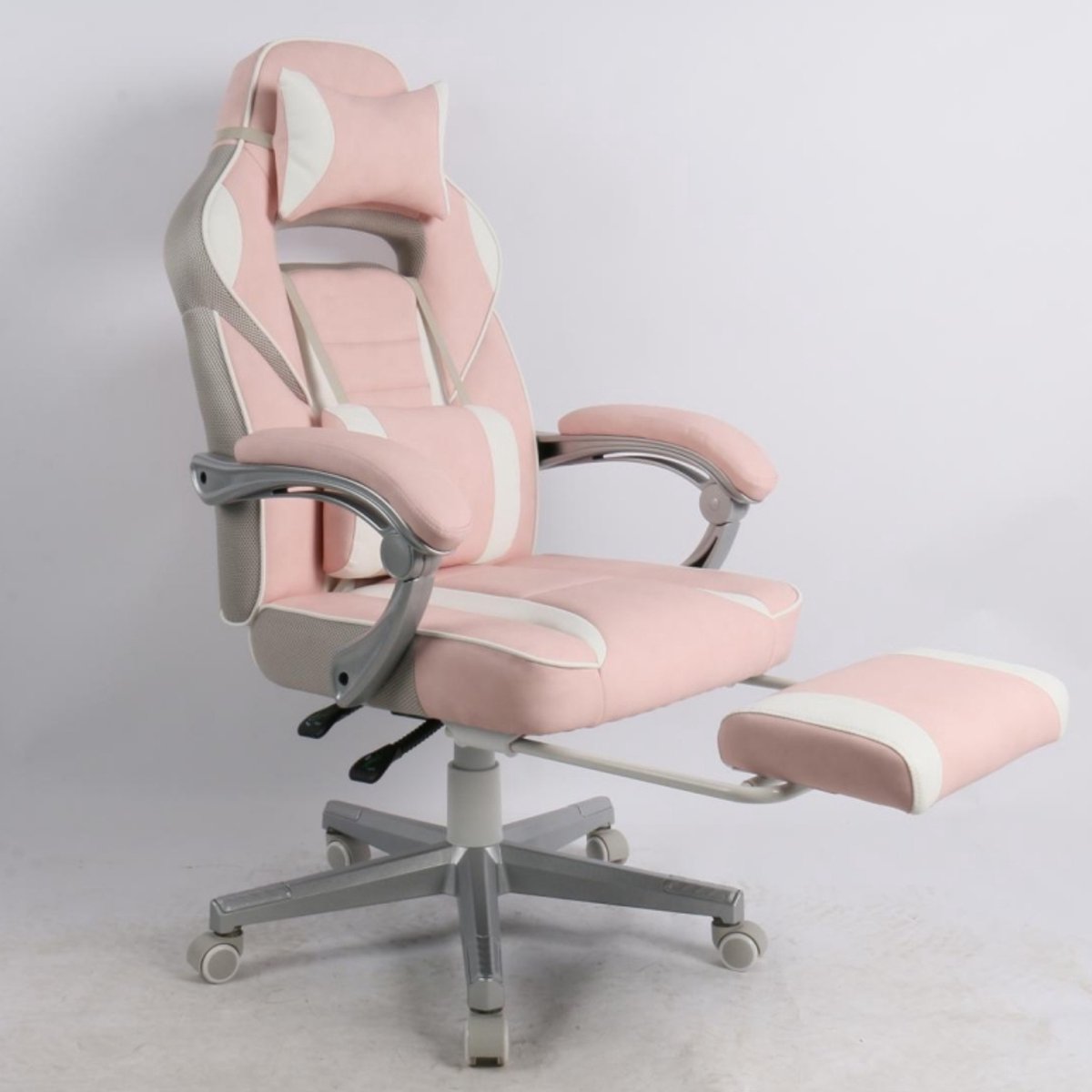 Triumpunpre - Ergonomische Gamingstoel PU-Leder Met Voetensteun - Massage Lendenkussen - 150° Recliner, 360 Graden Draaibare Gamestoel - Voor Thuis En Kantoor - PU|Roze