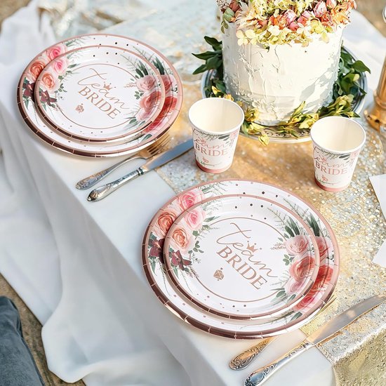 Bridal Shower & Bachelorette Papieren Borden, Servetten, Mokken, Wegwerpservies, Roségoud, Decoratie 100 Stuk — afbeelding 3