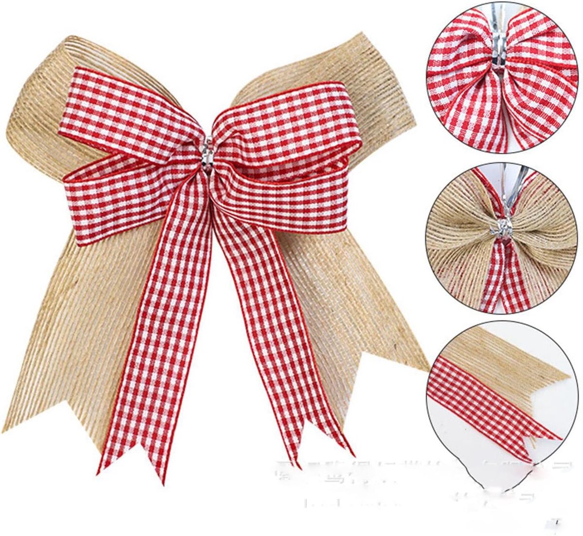 Strikken Kerst Decoratie 14 * 15cm Plaid Mini Kerst Strikken Voor Jute Boog, Zwart En Wit, Buffel, Plaid, Kerstboom, Plaid, DIY Craft