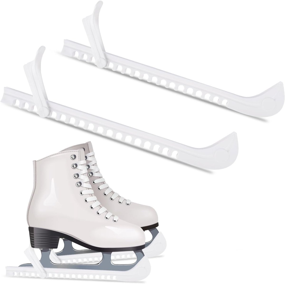 Schaatsbeschermers voor schaatsen, verstelbare schaatsbescherming, schaatsbeschermer, kunstschaatsen, bescherming voor kinderen en volwassenen, universeel, wit