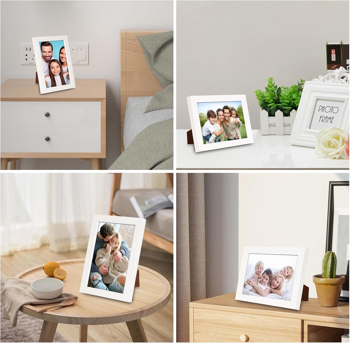 10 x 15 cm, 2 stuks kleine MDF fotolijsten om op te hangen of staand, moderne witte fotolijst met schijven van plexiglas, eikenlook fotolijst voor thuis, kantoor, school — cadeau in Cadeau-ideeën - foto 7