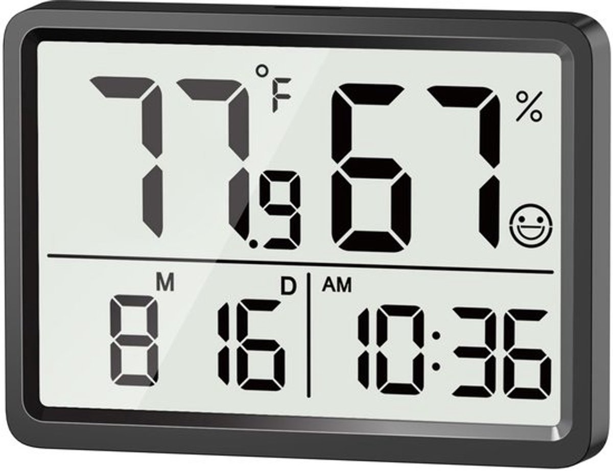 Digitale thermometer en hygrometer voor binnen met grote LCD-cijfers