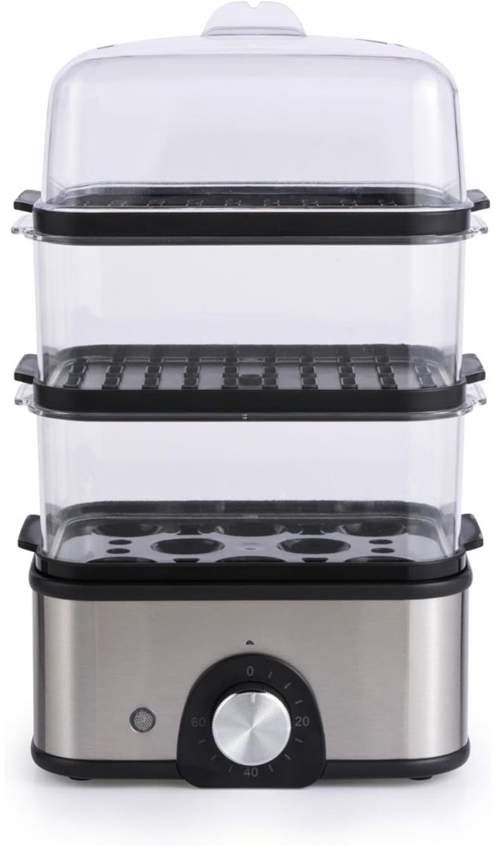JCP® Stoomkoker - Stomer - Groente Stomer - Zilver - 19cm x 15cm x 27cm
