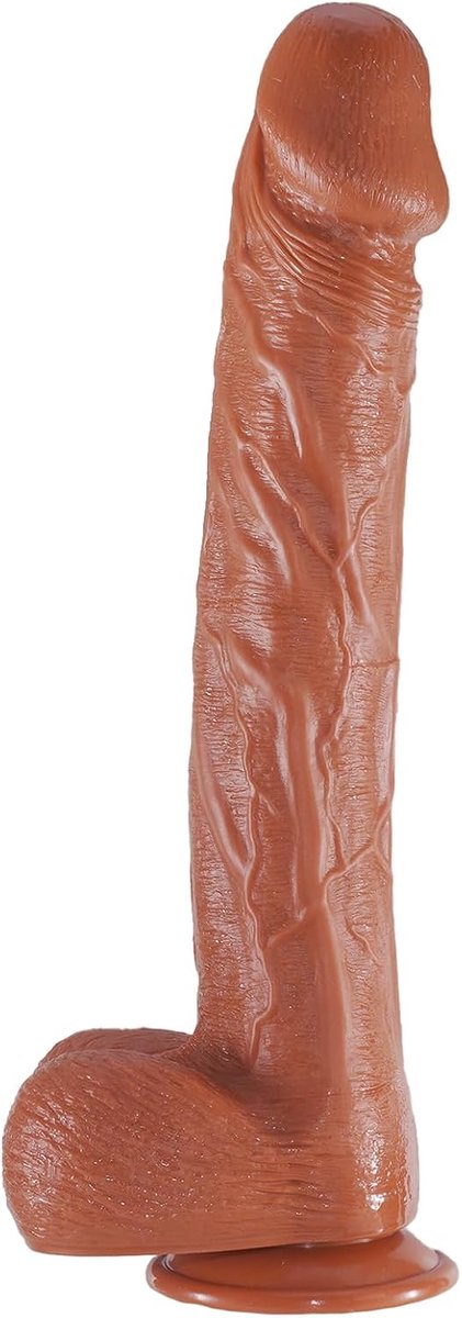 Realistische Dildo Seksspeeltjes, Grote Bruine Monsterdildo met Sterke Zuignap voor Mannen Vrouwen Handenvrij Anaal Spel, Dikke Penis Volwassen Seksspeeltje voor Gevorderden