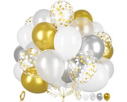Ballonnen, Ousuga 30 stuks 30 cm/12 inch matte parel witte metallic gouden zilveren confetti latexballonnen set voor meisjes, jongens, verjaardag, babyborrel, bruiloft, afstuderen