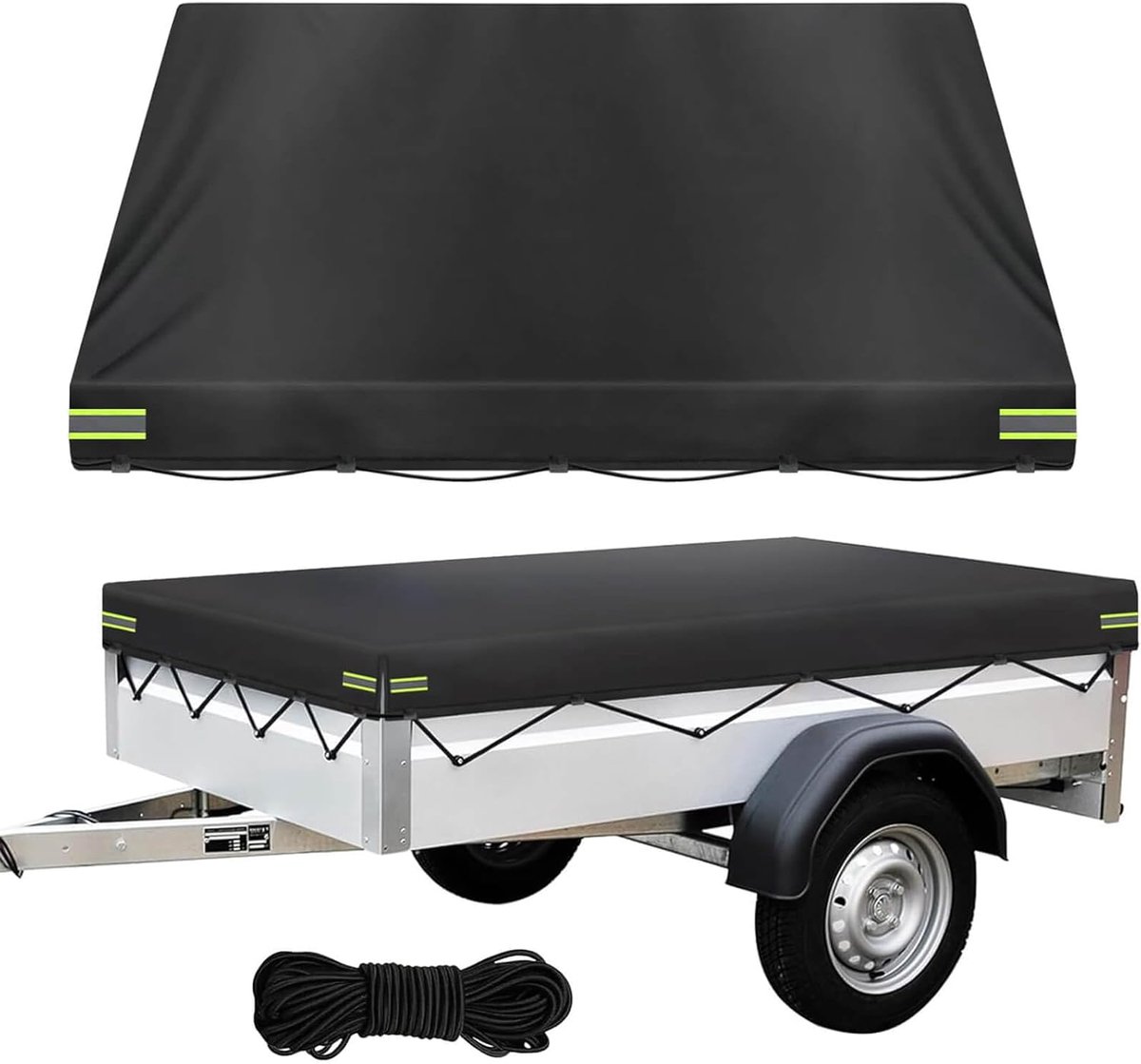 Beschermhoes voor alle weersomstandigheden, 214 x 122 x 13 cm - Heavy Duty 600D Oxford universele pasvorm voor aanhangwagens, campers en kampeerders, sneeuw, uv, stormbescherming
