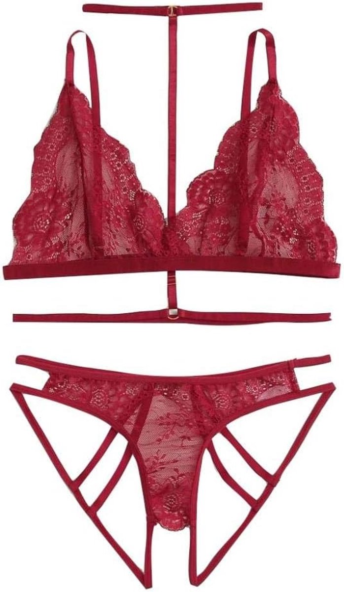 Babydolls, nachtjaponnen & negligés dames Dames Ondergoed Beha Sexy String Lingerie Hollow Lace Transparante set