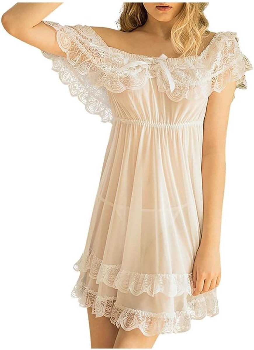 Sets met nachtmode & ochtendjas Dames Sexy Kanten Sling Lingerie Nachtkleding Sexy Nachtkleding S-2XL-C_XL