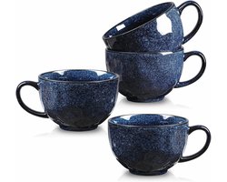 Vicrays Jumbo Soep Mok Koffie Groot - Keramische Brede Oversized Extra Grote Handvat Kommen Latte Friends Mok Set Gaint Granen Havermout Cappuccino Cup Set 27oz