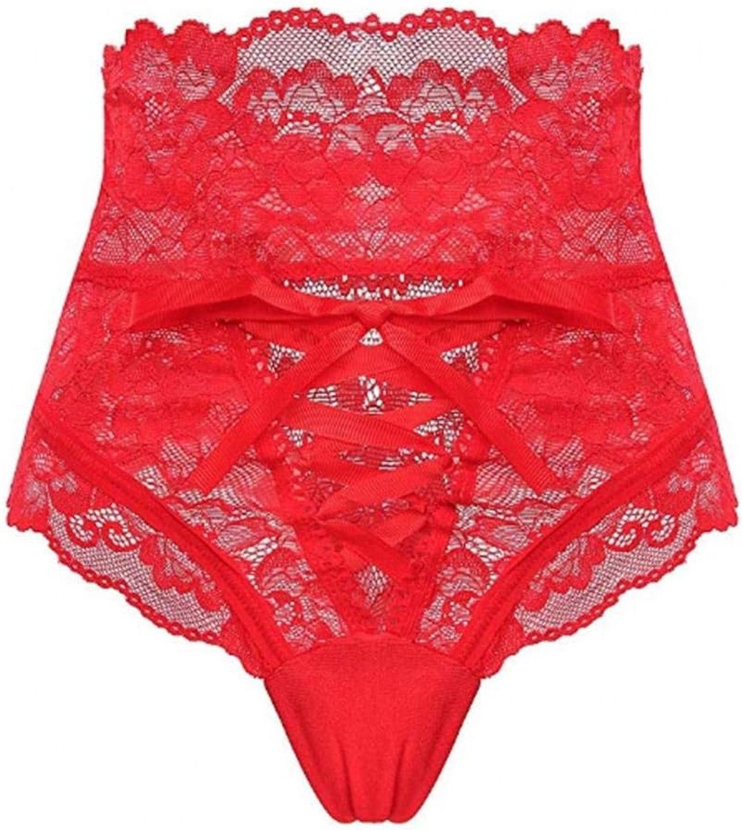 Babydolls, nachtjaponnen & negligés Vrouwen Bandage Slips Sexy Lingerie Kant Perspectief Onderbroek Thong Verleiding G-String Slipje Dames Nachtkleding-Red_XXL
