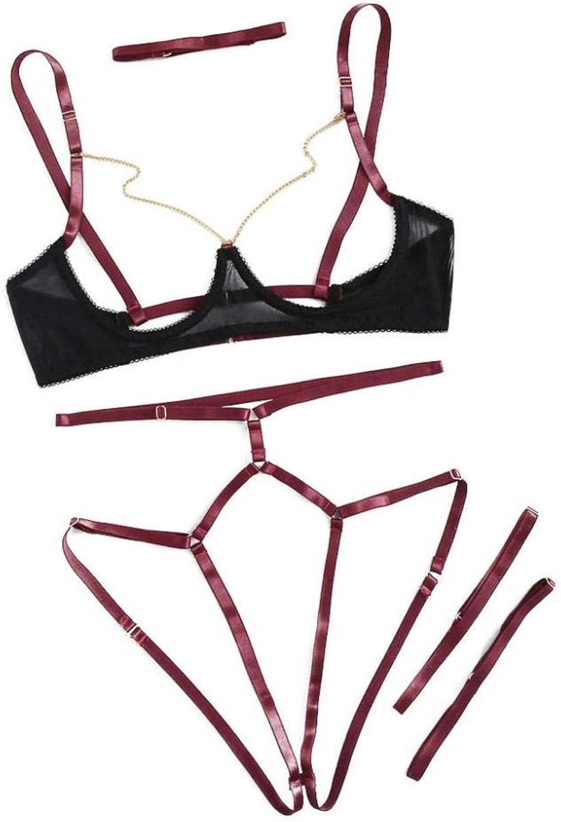 Bodystockings dames Sexy Lingerie Open Bh String Kousenband Vrouwen Erotische Nachtkleding Verleiding Kostuum Perspectief Porno Ondergoed