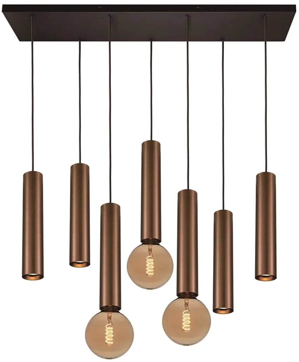 Taboron hanglamp 7-lichts dimbaar zwart en geborsteld brons