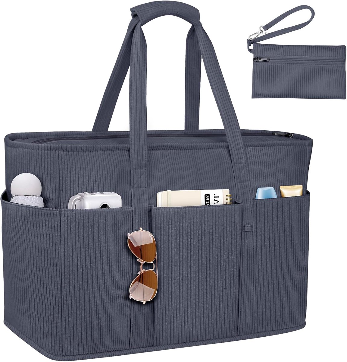 Grote strandtas voor dames met ritssluiting, waterdichte strandtassen met een nat vak, draagtas voor de zomer, familie grote schoudertas voor strand, vakantie, winkelen, reizen