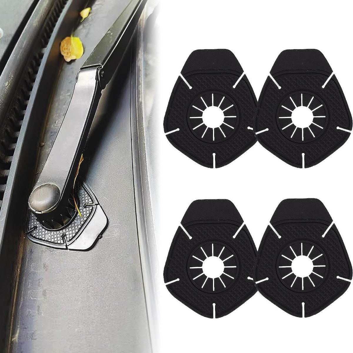 4 stuks ruitenwissers beschermhoesjes, wissergat beschermkap, auto ruitenwissers arm gat, universele auto wisser beschermhoes voor vrachtwagens SUV PKW terreinwagens (Zwart)