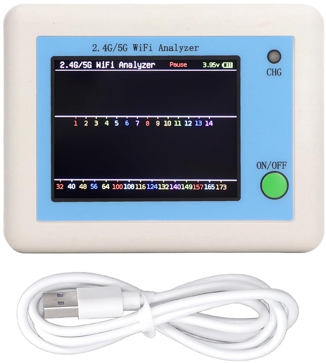 Analyzer Wi-Fi Spectrum Analyzer, 2.4G & 5G Wifi Scanner Network Analyzer Wifi Signal Analyzer Rf Spectrum Analyzer Wifi Signaalsterktemeter Analyzer Met 2,4 Inch TFT-kleurenscherm