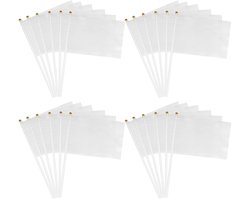 Jwogngls Kleine Witte Vlag, Pakket van 24 Mini Handvlaggen, 14 x 21 cm, Voor Veelzijdige Gelegenheden