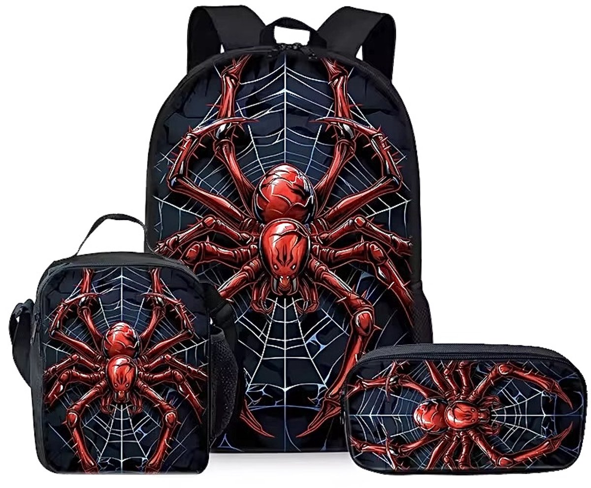 Mini&CO. - Spider Schoolrugzak - 3-delige set - Jongens & Meisjes - Zwart/Donkerblauw