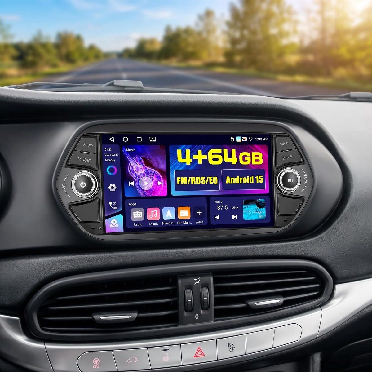 5G WiFi 4+64G Android Autoradio voor FIAT Tipo FIAT Egea 2015-2017 Draadloze Carplay Android Auto, 7 Inch Scherm Autoradio met Navi Bluetooth5.0 FM/RDS SWC Achteruitrijcamera