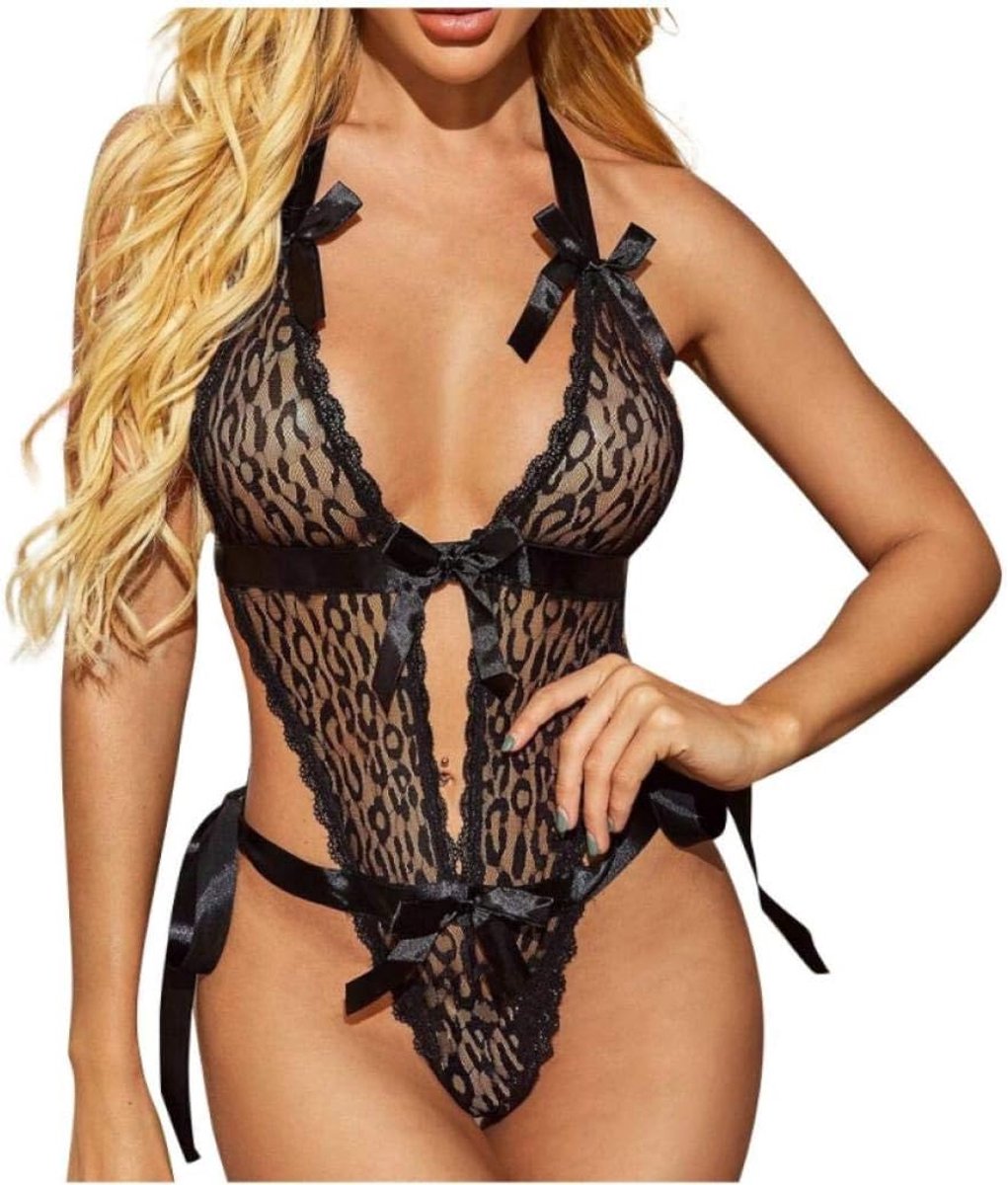 Babydolls, nachtjaponnen & negligés dames Sexy Kanten Lingerie Beha Dames Kostuums Temptation Ondergoed Nachtkleding Erotische Dames Bowknot-Black_S