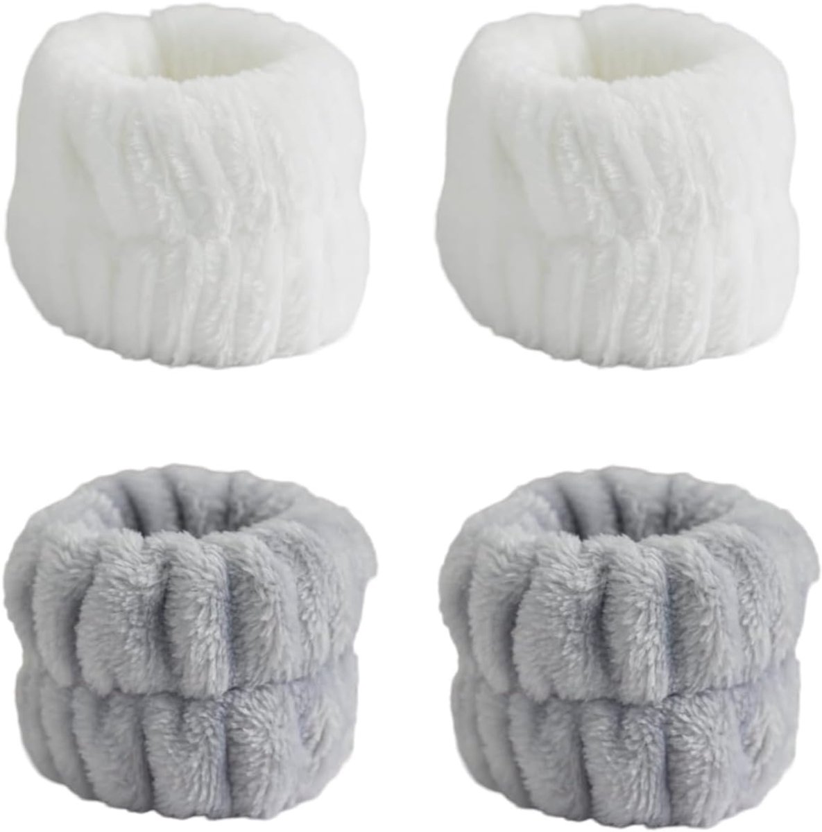 2 stuks absorberende huidverzorgingsarmbanden voor gezicht en wassen, elastisch, koraalfleece, voor wassen, spa, yoga, sport, make-up
