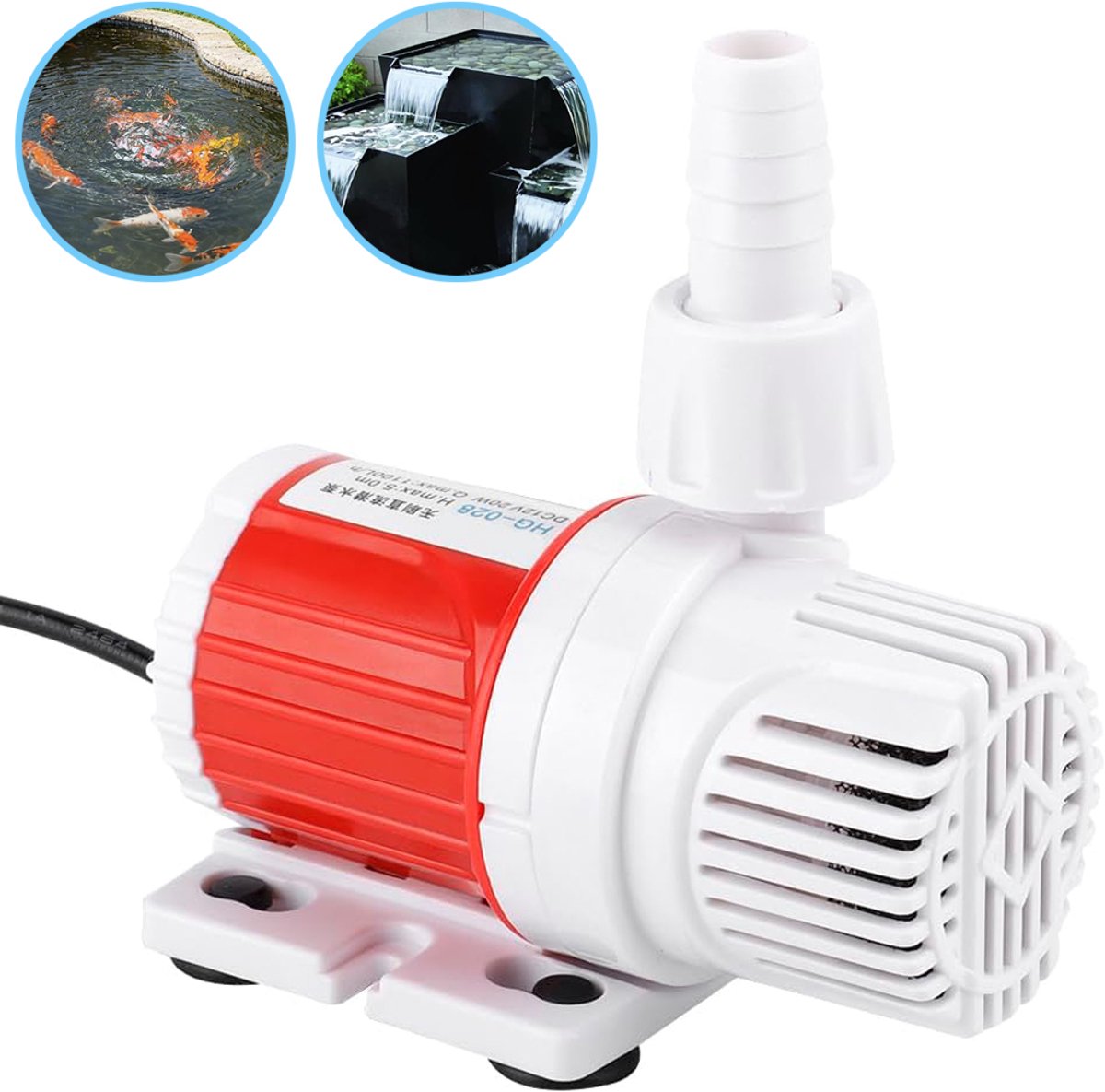 12V-Dompelpomp - Fluisterstille Waterpomp - 1100L/H 20W Minipomp - Vijverpomp - Voor Vijvers Aquaria Fonteinen