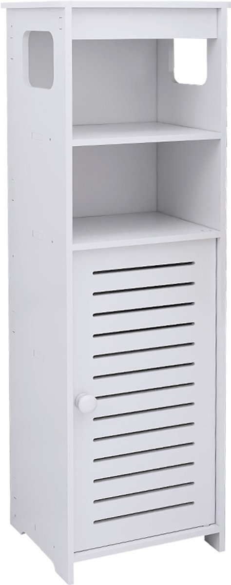 PIPIPOXER Badkamerkast- Hoog - Opbergkast met 1 deuren, 4 planken-ruimtebesparend badkamerrek voor badkamer，woonkamer, keuken, 24 x 20 x 75 cm-Wit