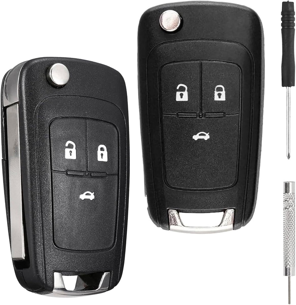 2 stuks 3 sleutels compatibel met OpeI Vectra, Tigra, Signum, compatibel met Chevrolet Astro, Astra, Captiva, Cruze, Spark – sleuteletui zonder logo zonder elektronische componenten (2 stuks)
