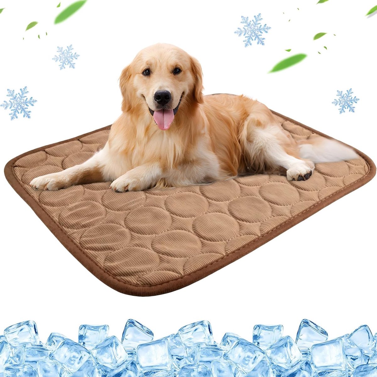 Koelmat voor honden, 50 x 40 cm, koelmat voor honden, huisdierkoelmat in de zomer voor honden/kat, zelfkoelende koelmat voor thuis, reizen, auto, wasbaar (bruin, L)