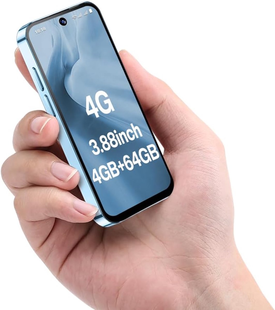 4G Unlocked Mini Smartphone – HD-scherm 3,88 inch, Dual SIM Dual Standby, batterij 1950 mAh, Face ID – ideaal voor kinderen en studenten als back-up mobiele telefoon