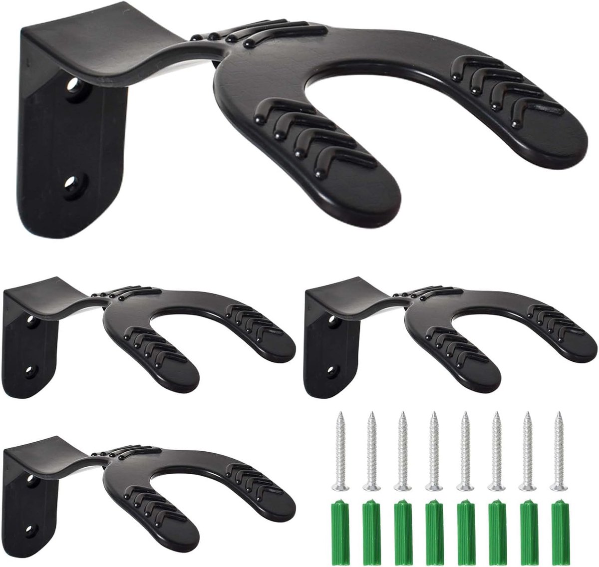 4 stuks helmhouder, motorhelmhouder, helmenhanger muurbevestiging, motorfiets zware houders, wandgemonteerde helmenrek met schroeven voor garage, entree, modderkamer, zwart