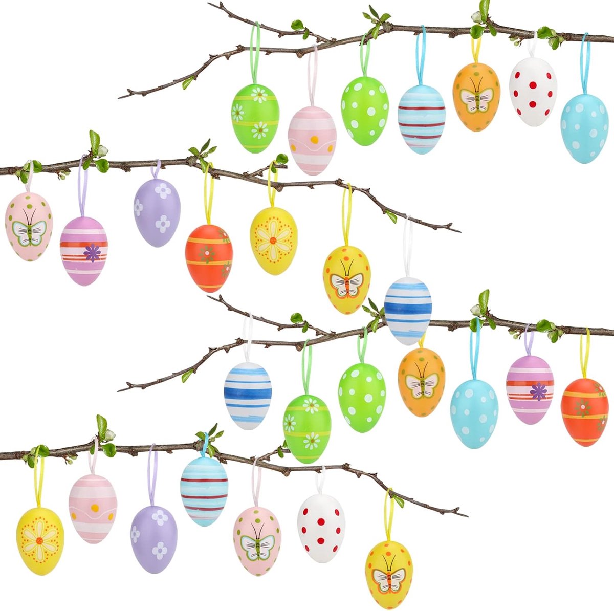 Hangende Eieren Kleurrijke Plastic Paaseieren Pasen Opknoping Ornamenten Pasen Decoratie voor DIY Ambachten, Lente Feest, Thuis en School Decoraties
