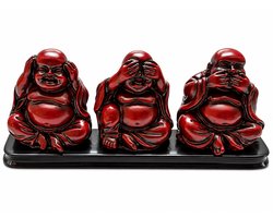 Boeddha Beeldje - Horen - Zien - Zwijgen - Geluk te koop - Boeddha - Hout